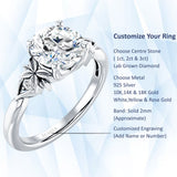 14K Gold IGI Certified Round 2 Carat Lab Grown Diamond Floral Ring