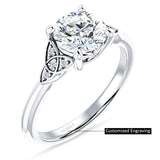 14K Gold IGI Certified Round 3 Carat Lab Grown Diamond Trinity Ring