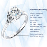 14K Gold IGI Certified Round 3 Carat Lab Grown Diamond Trinity Ring
