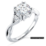 18K Gold IGI Certified Round 2 Carat Lab Grown Diamond Trio Ring