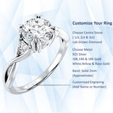 14K Gold IGI Certified Round 3 Carat Lab Grown Diamond Trio Ring