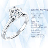 10K Gold IGI Certified Round 3 Carat Lab Grown Diamond Solitaire Ring