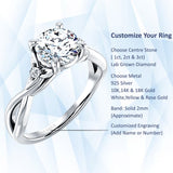 18K Gold IGI Certified Round 2 Carat Lab Grown Diamond Twisted Trio Ring