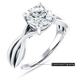 10K Gold IGI Certified Round 1 Carat Lab Grown Diamond Twisted Solitaire Ring
