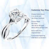 10K Gold IGI Certified Round 1 Carat Lab Grown Diamond Twisted Solitaire Ring