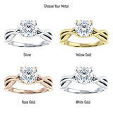 14K Gold IGI Certified Round 1 Carat Lab Grown Diamond Twisted Solitaire Ring