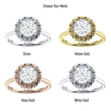 14K Gold IGI Certified Round 1 Carat Lab Grown Diamond Floral Solitaire Ring