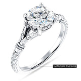 IGI Certified Round 2 Carat Lab Grown Diamond Art Deco Split Shank Floral Ring