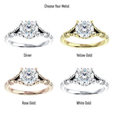 10K Gold IGI Certified Round 3 Carat Lab Grown Diamond Art Deco Split Shank Floral Ring