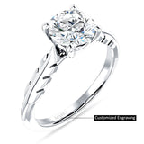 10K Gold IGI Certified Round 1 Carat Lab Grown Diamond Leaf Solitaire Ring