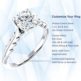 10K Gold IGI Certified Round 1 Carat Lab Grown Diamond Leaf Solitaire Ring