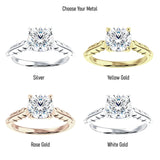 10K Gold IGI Certified Round 1 Carat Lab Grown Diamond Leaf Solitaire Ring
