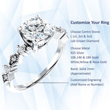 10K Gold IGI Certified Round 3 Carat Lab Grown Diamond Cluster Beaded Ring
