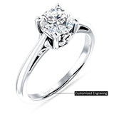 18K Gold IGI Certified Round 1 Carat Lab Grown Diamond Art Deco Solitaire Ring