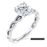 18K Gold IGI Certified Round 2 Carat Lab Grown Diamond Twisted Rope Solitaire Ring