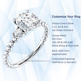 10K Gold IGI Certified Round 1 Carat Lab Grown Diamond Three Stone Trio Ring