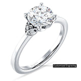 14K Gold IGI Certified Round 1 Carat Lab Grown Diamond Leaf Floral Ring