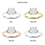 14K Gold IGI Certified Round 3 Carat Lab Grown Diamond Leaf Floral Ring