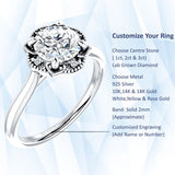 IGI Certified Round 3 Carat Lab Grown Diamond Art Deco Floral Ring