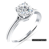 14K Gold IGI Certified Round 3 Carat Lab Grown Diamond Twisted Solitaire Ring