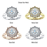 10K Gold IGI Certified Round 1 Carat Lab Grown Diamond Art Deco Floral Ring
