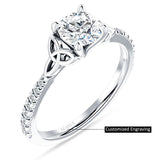 10K Gold IGI Certified Round 2 Carat Lab Grown Diamond Art Deco Trinity Cluster Ring