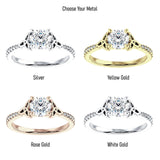 14K Gold IGI Certified Round 2 Carat Lab Grown Diamond Art Deco Trinity Cluster Ring