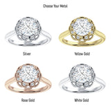 18K Gold IGI Certified Round 3 Carat Lab Grown Diamond Art Deco Floral Ring