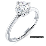 14K Gold IGI Certified Round 3 Carat Lab Grown Diamond Cathedral Solitaire Ring