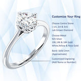 10K Gold IGI Certified Round 1 Carat Lab Grown Diamond Cathedral Solitaire Ring