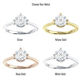14K Gold IGI Certified Round 1 Carat Lab Grown Diamond Cathedral Solitaire Ring