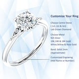 14K Gold IGI Certified Round 2 Carat Lab Grown Diamond Hidden Halo Art Deco Trio Ring