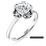 14K Gold IGI Certified Round 1 Carat Lab Grown Diamond Art Deco Solitaire Ring