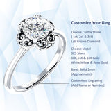 IGI Certified Round 1 Carat Lab Grown Diamond Art Deco Solitaire Ring