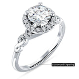 14K Gold IGI Certified Round 1 Carat Lab Grown Diamond Art Deco Twisted Halo Ring