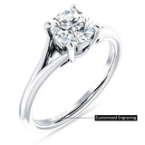 IGI Certified Round 3 Carat Lab Grown Diamond Split Shank Hidden Halo Baguette Ring