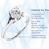 10K Gold IGI Certified Round 3 Carat Lab Grown Diamond Split Shank Hidden Halo Baguette Ring