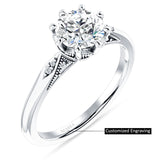 14K Gold IGI Certified Round 1 Carat Lab Grown Diamond Art Deco Marquise Style Ring