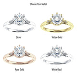 14K Gold IGI Certified Round 3 Carat Lab Grown Diamond Art Deco Marquise Style Ring