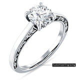IGI Certified Round 1 Carat Lab Grown Diamond Flower Leaf Solitaire Ring