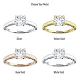 14K Gold IGI Certified Round 3 Carat Lab Grown Diamond Flower Leaf Solitaire Ring