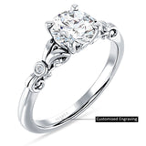 10K Gold IGI Certified Round 3 Carat Lab Grown Diamond Art Deco Filigree Ring