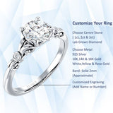 10K Gold IGI Certified Round 3 Carat Lab Grown Diamond Art Deco Filigree Ring