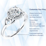 IGI Certified Round 1 Carat Lab Grown Diamond Art Deco Heart Halo Ring