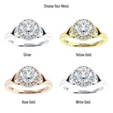 18K Gold IGI Certified Round 2 Carat Lab Grown Diamond Art Deco Heart Halo Ring