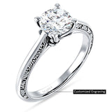 18K Gold IGI Certified Round 1 Carat Lab Grown Diamond Art Deco Filigree Solitaire Ring