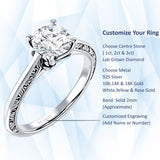 10K Gold IGI Certified Round 3 Carat Lab Grown Diamond Art Deco Filigree Solitaire Ring