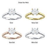 14K Gold IGI Certified Round 1 Carat Lab Grown Diamond Art Deco Filigree Solitaire Ring
