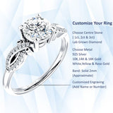 14K Gold IGI Certified Round 3 Carat Lab Grown Diamond Art Deco Cluster Twisted Ring