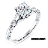 IGI Certified Round 2 Carat Lab Grown Diamond Art Deco Split Shank Beaded Ring